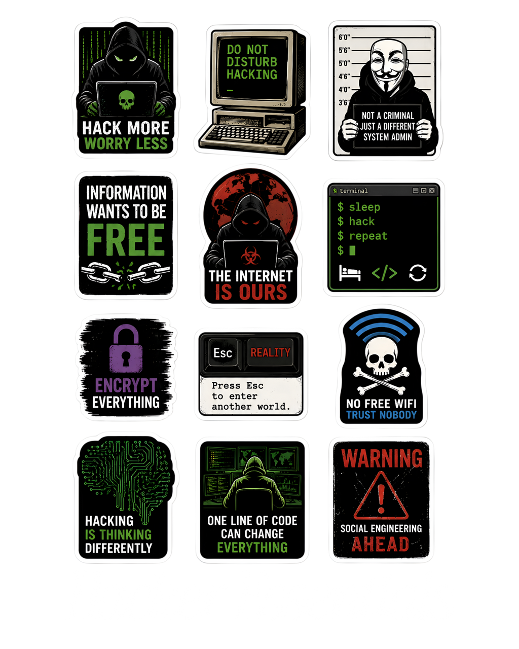 Cybersecurity Sticker Pack ( Pack of 3 | 36 Stickers)