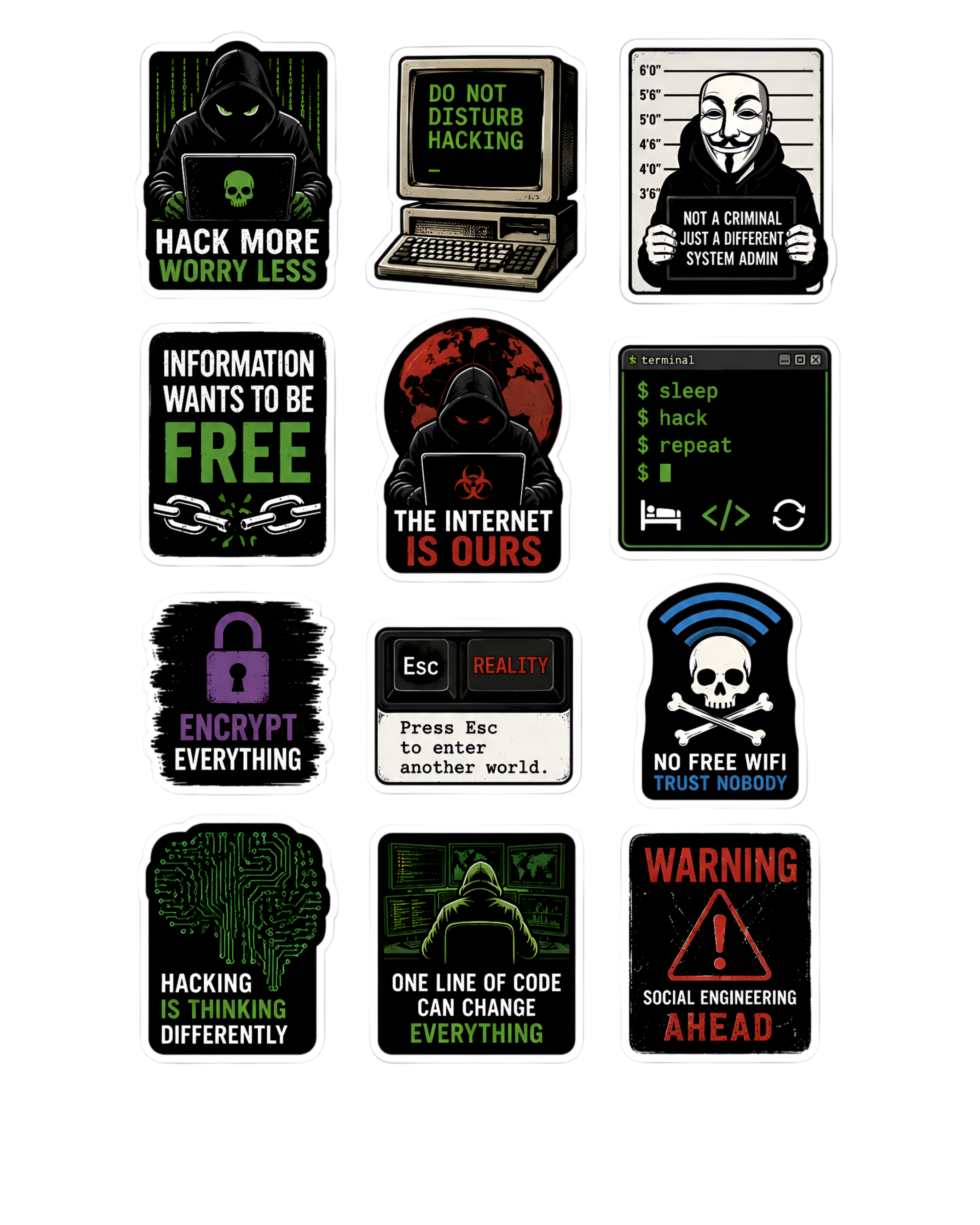 Cybersecurity Sticker Pack ( Pack of 3 | 36 Stickers)