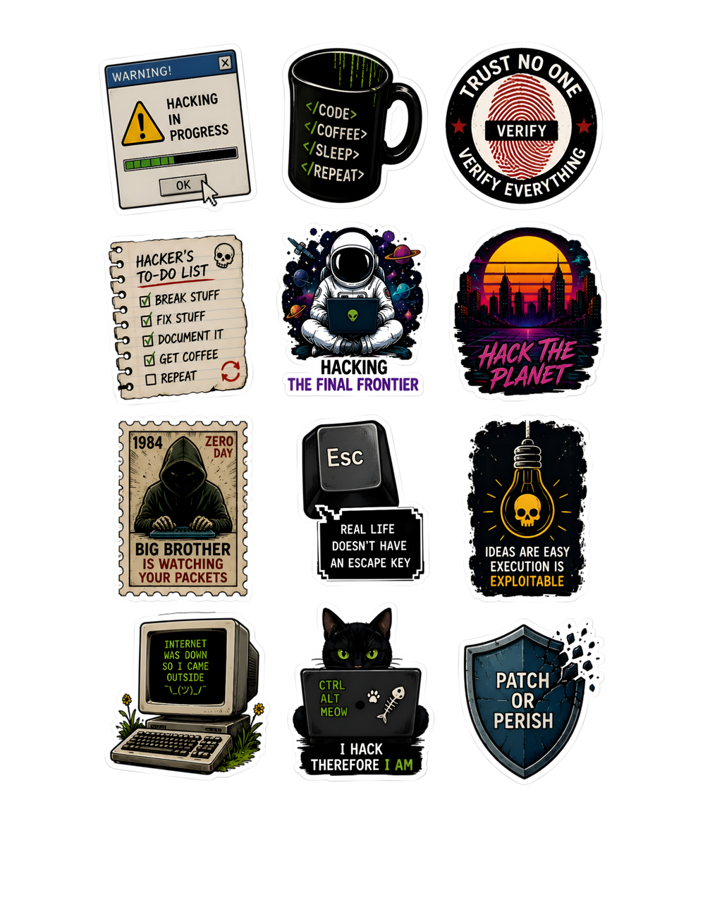 Cybersecurity Sticker Pack ( Pack of 3 | 36 Stickers)