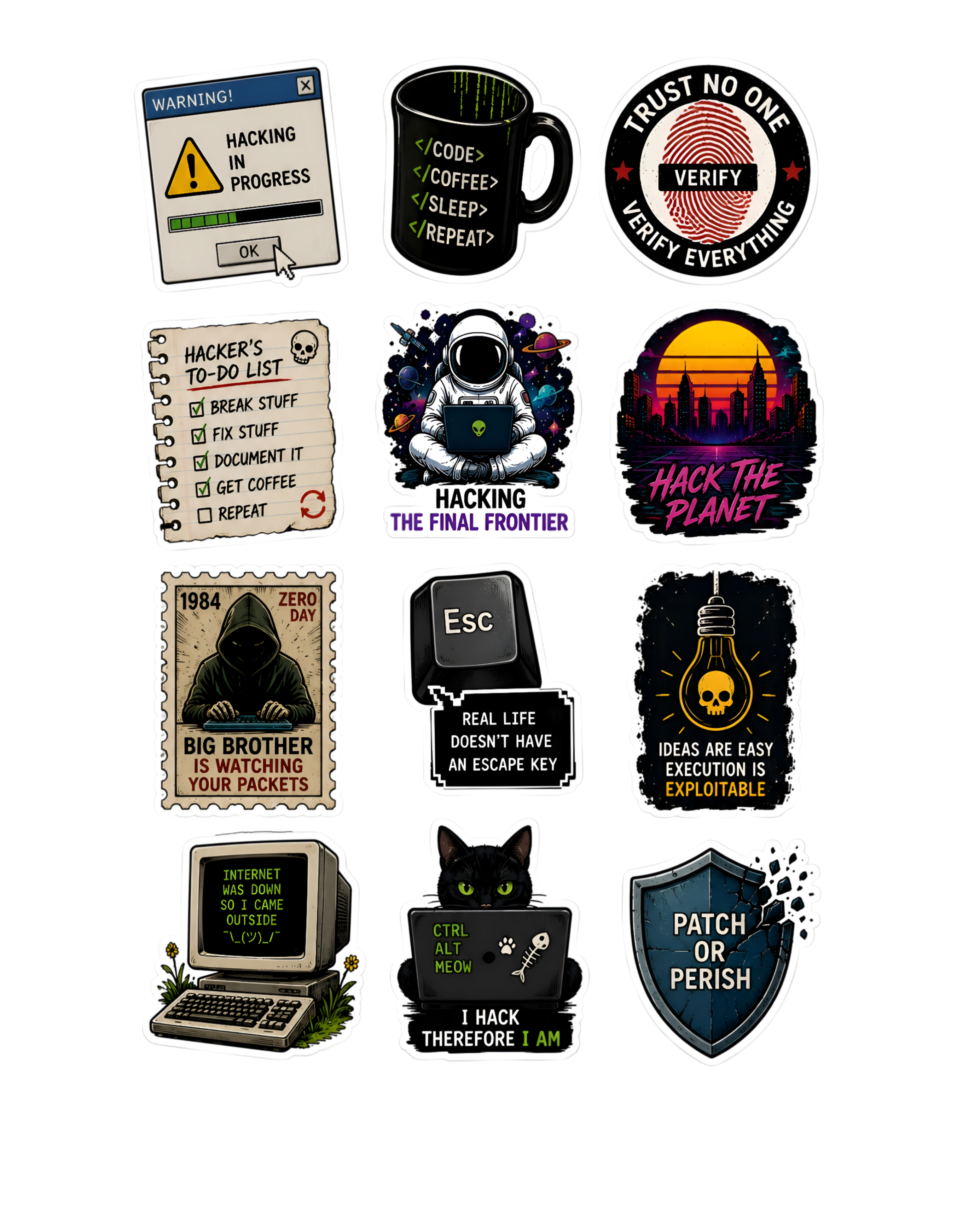 Cybersecurity Sticker Pack ( Pack of 3 | 36 Stickers)