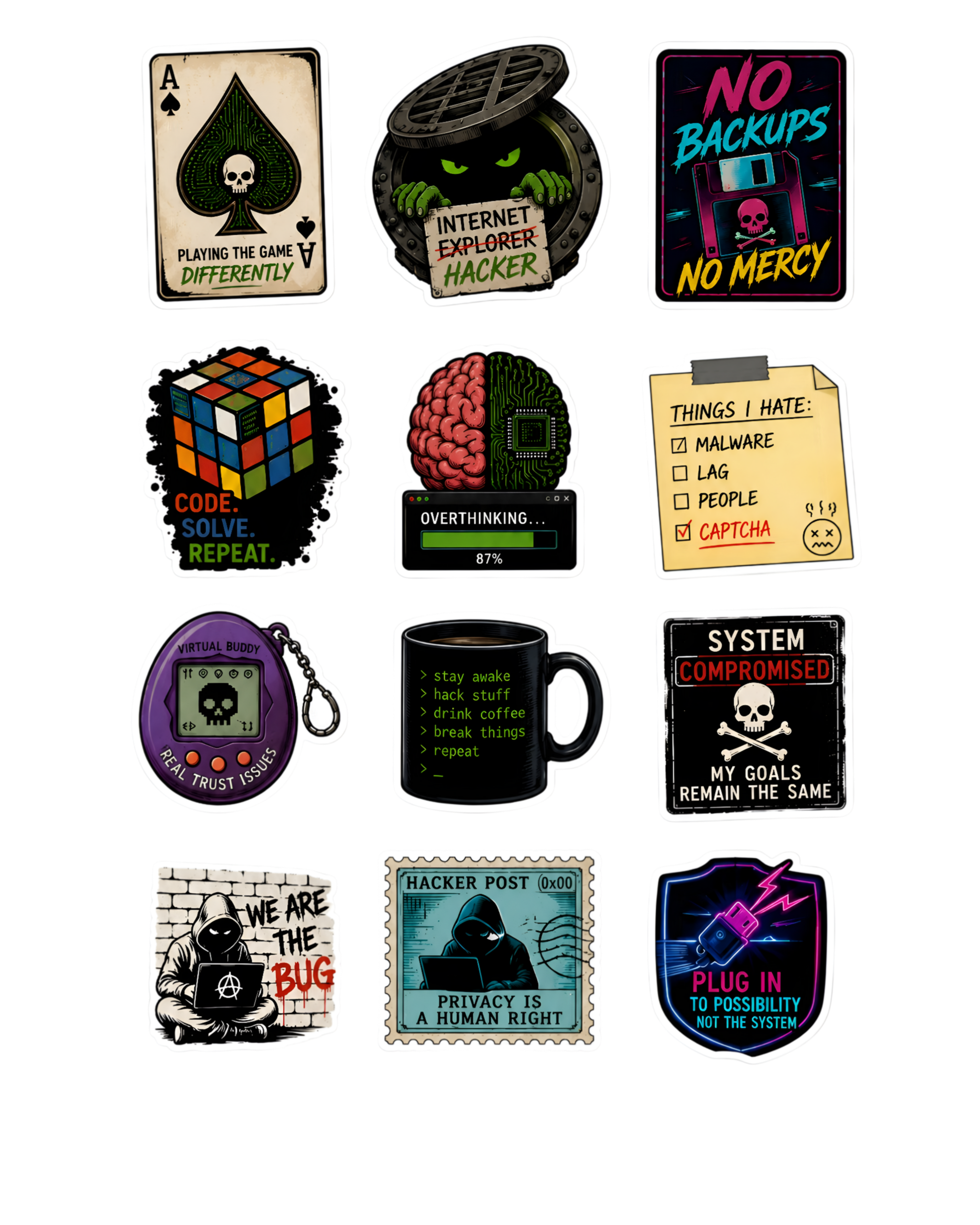 Cybersecurity Sticker Pack ( Pack of 3 | 36 Stickers)
